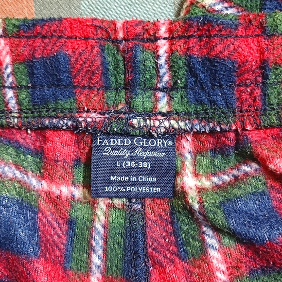 Faded Glory - Men's Navy Red Micro Fleece Plaid Pant - Picture 4 of 4